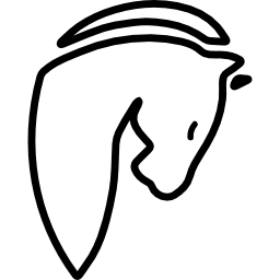 caballo con contorno de vista lateral de cabeza hacia abajo icono