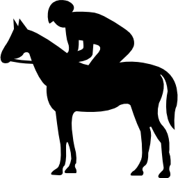 Quiet horse with jockey silhouette icon