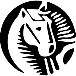 pferdekarikaturzeichnung in einer kreissilhouette icon