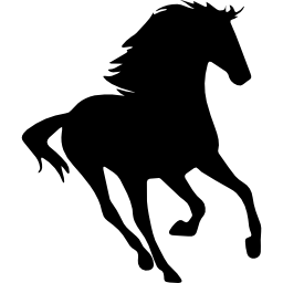 Лошадь бегущий силуэт лицом вправо иконка