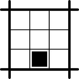 layoutquadrat mit schwarzem quadrat in der südlichsten mitte icon