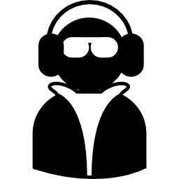 Cool dude with shades, earphones and jacket icon