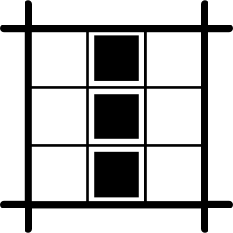 disposición cuadrada con tres cajas negras icono