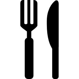 Knife and fork silhouette variants icon