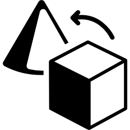 Transformation of geometric shapes from cube to cone outlines icon