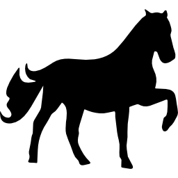 paard dat een voet silhouet opheft icoon