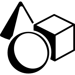 contornos de círculo, cubo e cone Ícone