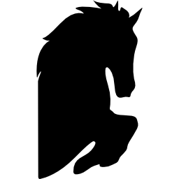 silueta de cabeza de caballo con los pies levantados hacia la derecha icono