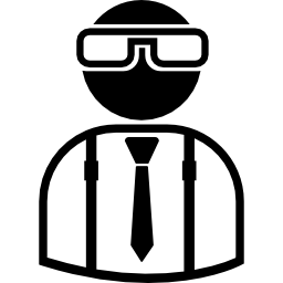 courtier portant des lunettes, un costume et une cravate Icône