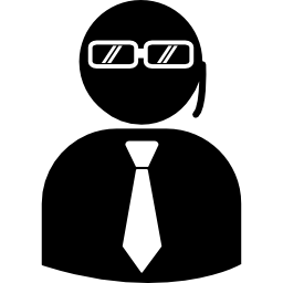 Security agent with earpiece wearing suit and tie icon