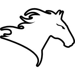Голова лошади смотрит вправо вариант контура иконка