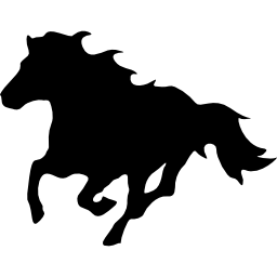 Бегущая лошадь лицом влево, силуэт иконка