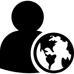 profilo utente con simbolo terra icona