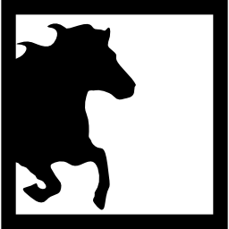 Horse half image inside a square frame icon