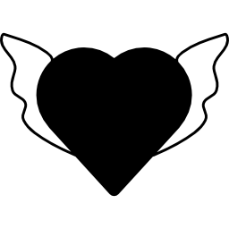 sagoma a forma di cuore con le ali icona