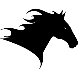 vista laterale della testa di cavallo alla silhouette destra icona