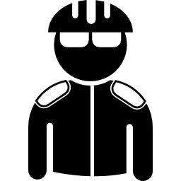 ciclista con casco e giacca icona