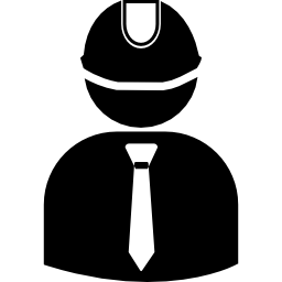 ingénieur portant un casque avec costume et cravate Icône