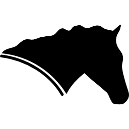 vista laterale della testa di cavallo rivolta verso la silhouette destra icona
