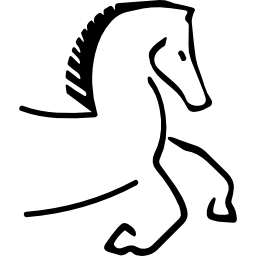 kontur kreskówka koń skierowany w prawo z biegnącymi stopami ikona