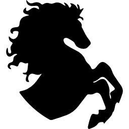 paard met creatief haar dat voeten opheft rechts zijaanzicht icoon