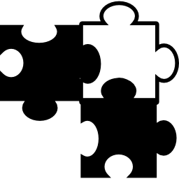 Puzzle pieces in black and white variant icon