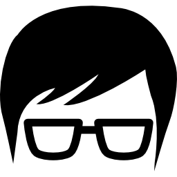 twarz z włosami i okularami ikona