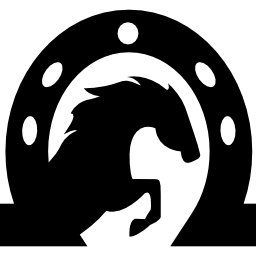 Horse head inside a horseshoe icon