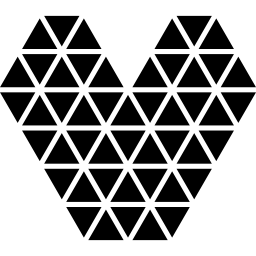 Heart made of small triangular shapes icon