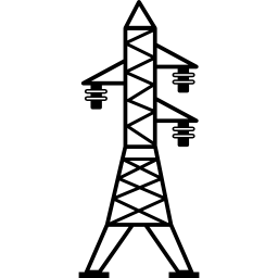 línea de transmisión con tres aisladores icono