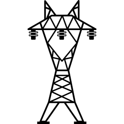 linea elettrica con tre isolatori icona