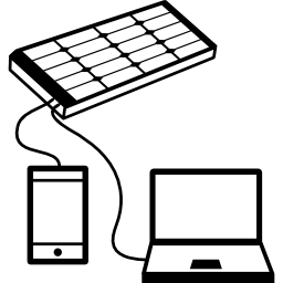 mobiel en laptop opladen met zonnepaneel icoon
