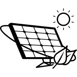 Eco solar panel in sunlight icon