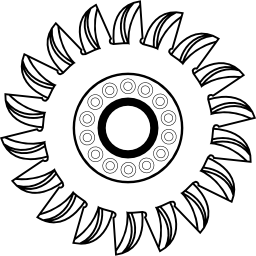 rueda de turbina pelton icono