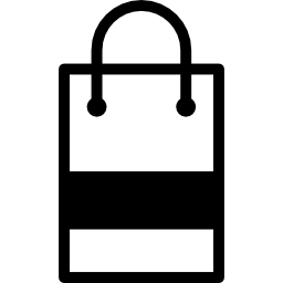 Shopping bag outline with a gross black horizontal line icon