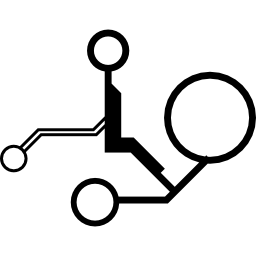 elektronisch circuitdetail met cirkels verbonden door dunne lijnen icoon