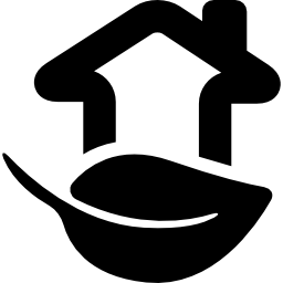 símbolo de um hotel rural de uma casa em forma de folha Ícone