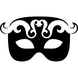 Карнавальная маска для глаз черного цвета с белым орнаментом иконка