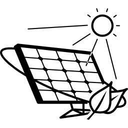 Eco solar panel under bright sun icon