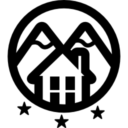 hôtel rural avec logo de montagnes de trois étoiles Icône