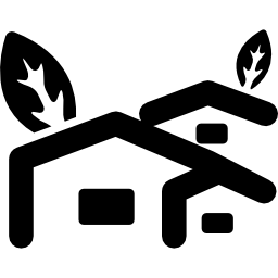 Rural hotel houses with trees icon