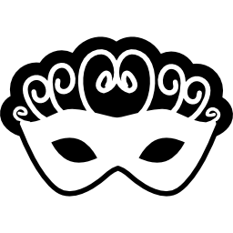 Carnival mask with spirals in black and white icon