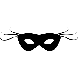 carnavalsmasker zwart kleine vorm met dunne lijnen aan beide zijden icoon