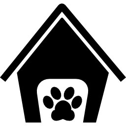 segno della casa dell'hotel per animali domestici con una zampa icona