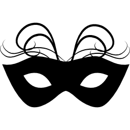 maschera di carnevale con ornamento di piume sottili icona