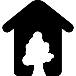 Rural hotel house shape with a tree icon