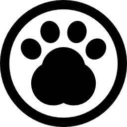 pawprint in un cerchio di segno hotel per animali domestici icona