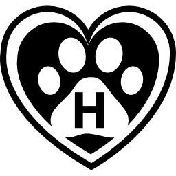 haustierhotelsymbol eines herzens mit einem pfotenabdruck innerhalb icon