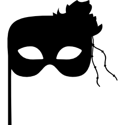 maschera di carnevale dalla forma nera con un bastoncino sottile da impugnare icona