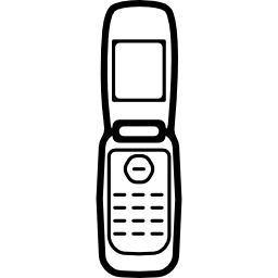 開いたカバーの輪郭を持つ携帯電話モデル icon